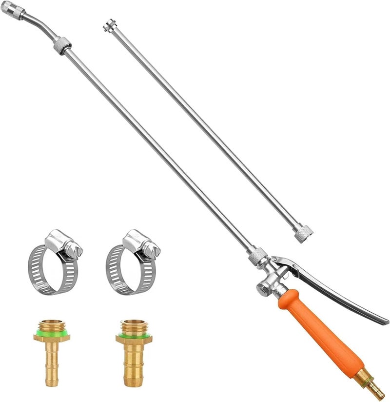 VanPet All Metal Replacement Sprayer Wand,1/4"" & 3/8"" Brass Barb Sprayer Wand Replacement, Stainless Steel Sprayer Wand with Shut off Valve & 2 Hose Clamps (44 Inches Sprayer Wand) - Image 1